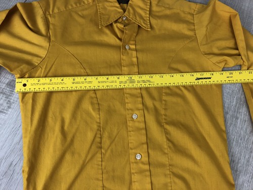 Vintage Sears PERMA PREST Shirt Yellow Collared 70s Western Mens Size 20 16 SML - Picture 12 of 12