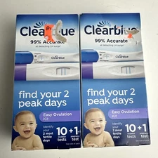 Lot of 2 Clearblue Easy Ovulation Kit 10 Tests 1 Pregnancy Test EXP 10/31/2025