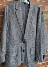 J Crew Baird McNutt Mens 100 Irish Linen Blazer Sz 40 R Plaid Black White