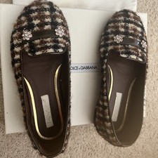 Dolce and Gabbana girl Pantofola Check shoes Marrone made in italy size 29