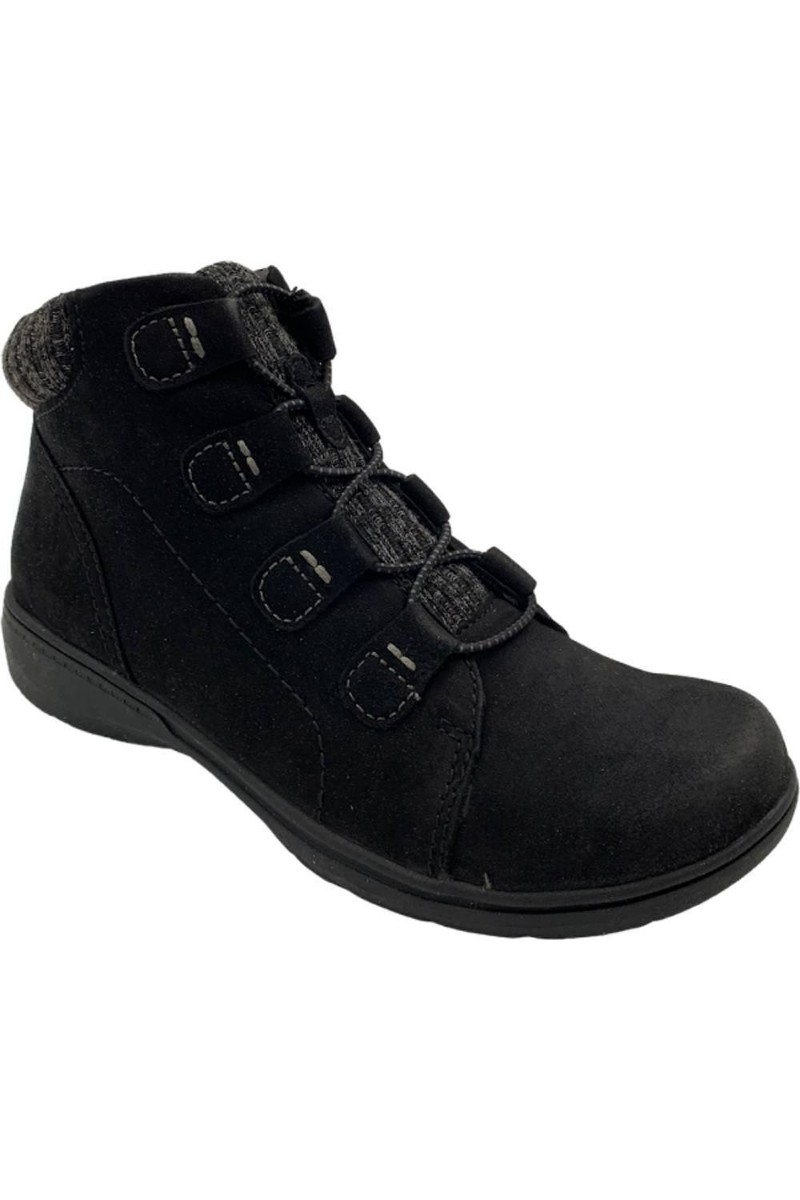 Clarks Collection Leather & Knit Ankle Boots Carleigh Jade Black