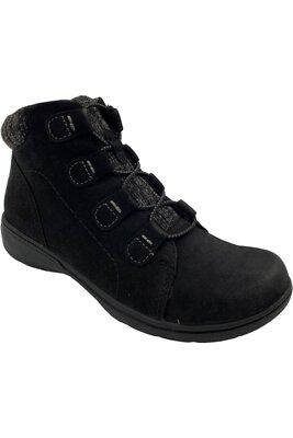 Clarks Collection Leather & Knit Ankle Boots Carleigh Jade Black