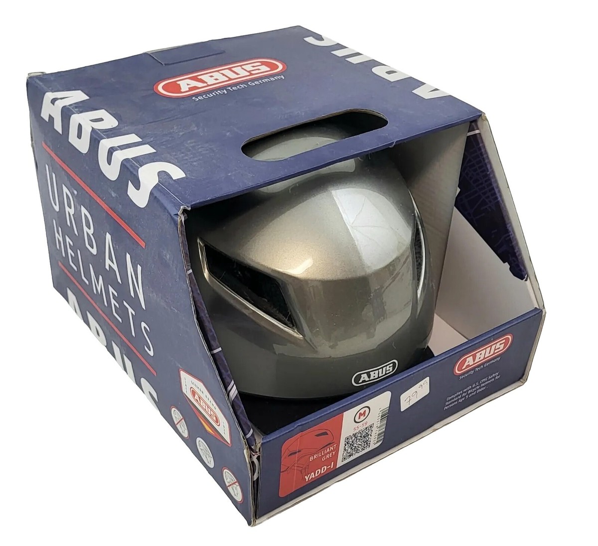 ABUS Yadd-1 Bike Helmet Size Medium Brilliant Grey Removable Visor | eBay