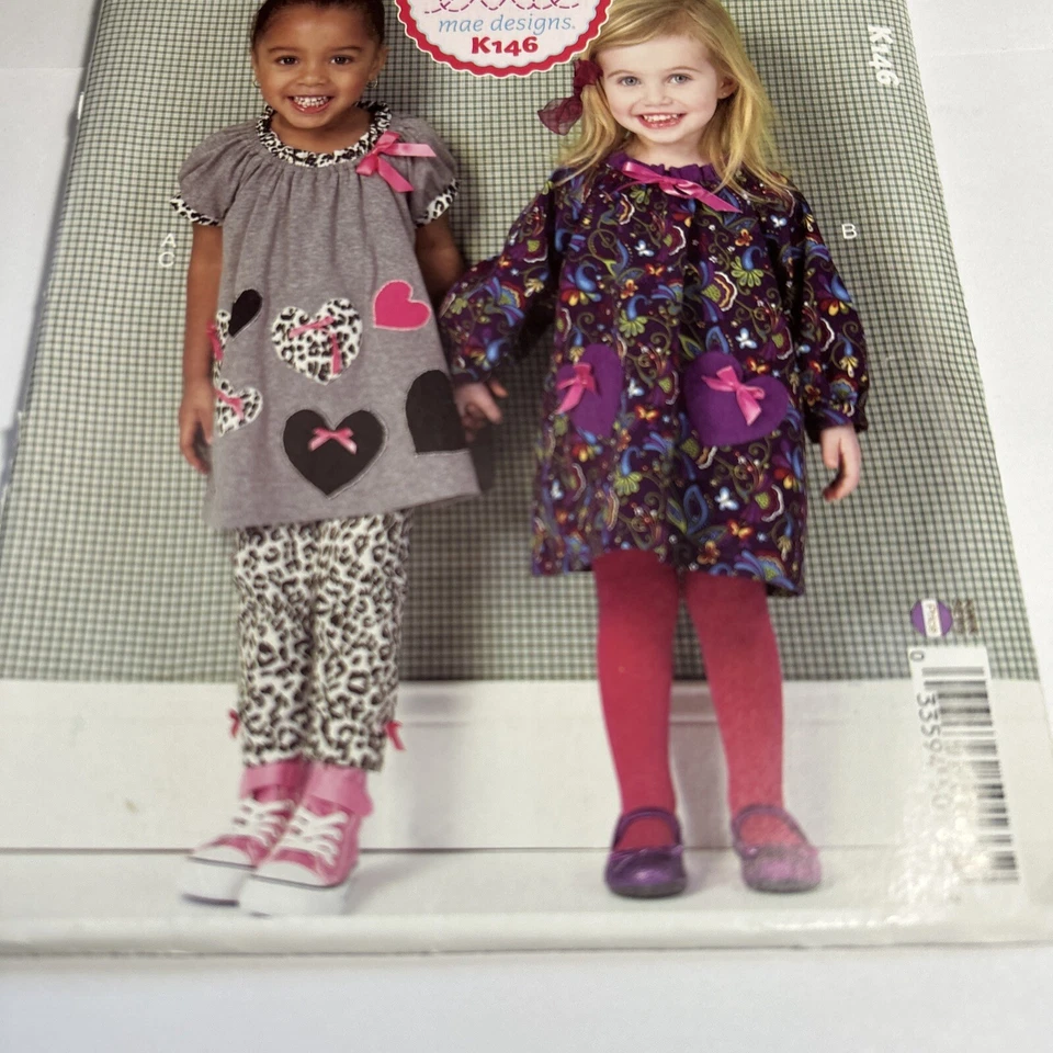 Ellie Mae Girl's A Line Tunic Dress Top Leggings Pants Sewing Pattern UNCUT 1-4 - Image 3 of 4