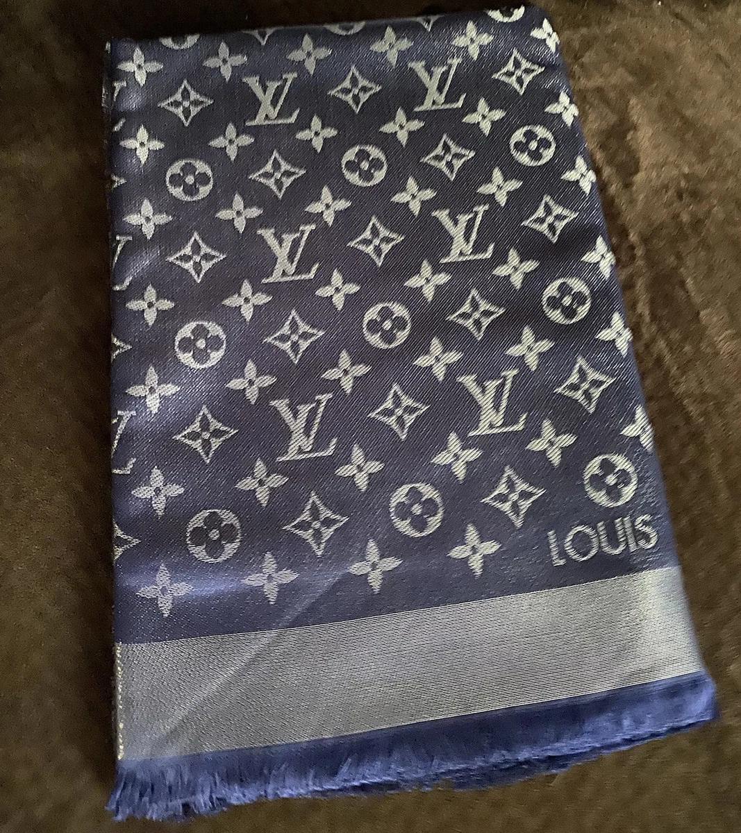 100% Authentic Louis Vuitton NIGHT BLUE SHINE Shawl, Ref M73658 | eBay