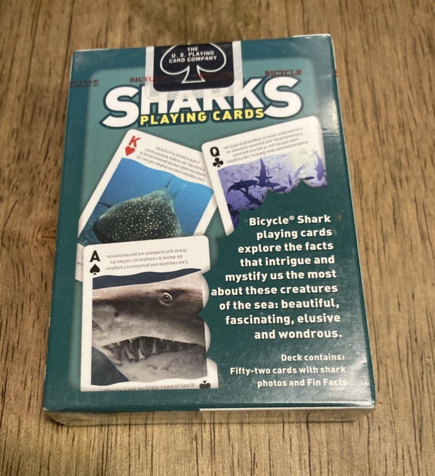 2016 Bicycle Shark Playing Cards Standard / Rare Green Deck / New, Sealed - Image 2 of 4