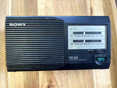 Vintage Sony Model ICF-24 Portable FM/AM 2 Band Radio Tested, Works
