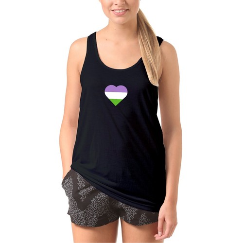 Genderqueer Pride Flag Heart - Pride Month LGBTQIA Love Identity Tank - Nero - Foto 5 di 7