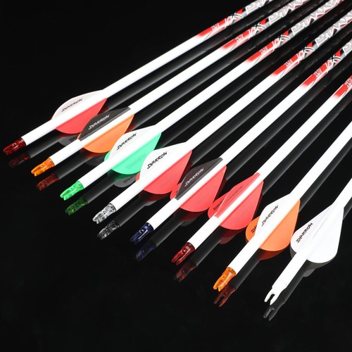 2" Feathers Pure Carbon Arrows ID6.2 SP300-800 Archery Bow Hunting Shoot Target - Picture 9 of 24