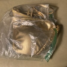 Polyester on Women's Solid Drawstring Triangle Bikini Top - Gold Metallic, XS