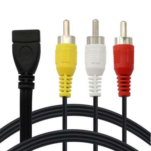 USB to RCA Cable,USB A 2.0 Female to 3 RCA Male Jack Splitter Audio Video AV