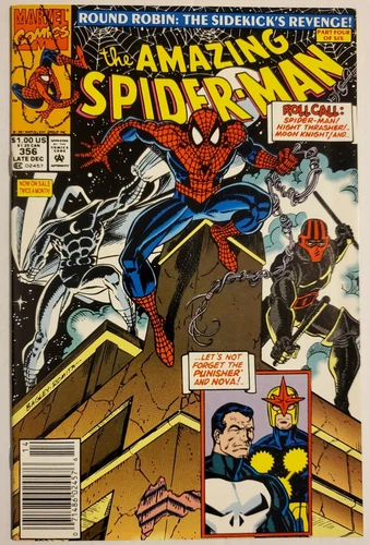 AMAZING SPIDER-MAN 356 NEWSSTAND EDITION! NIGHT THRASHER MOON KNIGHT NOVA PUNISH