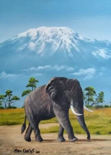 Original Oil Painting Canvas 18 x 24 Elephant Walk Artist Marc Charles Tonzillo