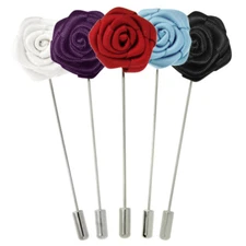 PinMart's Silk Flower Stick Boutonniere lapel Pins - Select your color