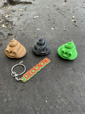 3er Set TOLLE super coole ultra robuste Poo Emoji Geocaches
