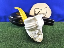 CAO Block Meerschaum Sultan Carved Pipe, Unsmoked, Case