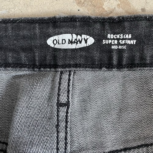 Old Navy Rockstar Super Skinny Mid Rise Black Denim Jeans Size 14 - Foto 4 di 11