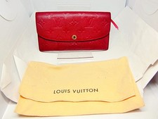 Auth Louis Vuitton Monogram Empreinte Long Wallet Red w/ dust bag Japan