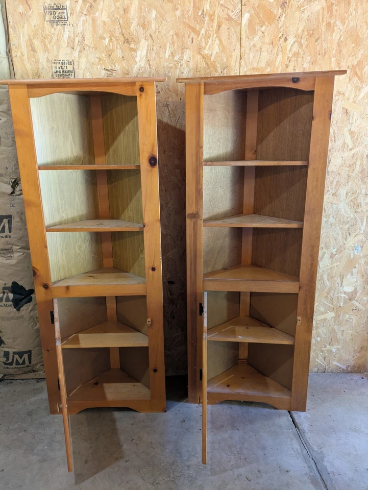 Par de vitrines de canto de pinho de qualidade personalizada 72x31" - Imagem 2 de 4