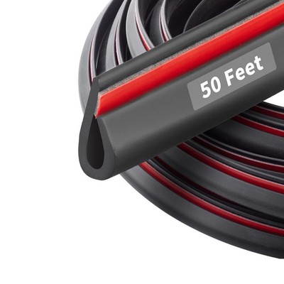 50 Feet Rubber Edge Trim Seal Strip, Self-Adhesive Rubber U Channel Weather S...