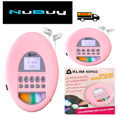 KLIM Nomad CD Player Bluetooth Tragbarer Discman mit Akku Kopfhörer TF Reader FM