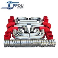 3 Inch Universal 12pcs Intercooler Piping Kit Red Coupler T-bolt Clamp Red