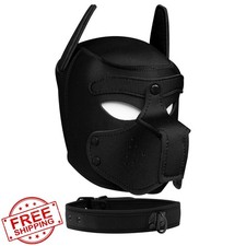 Pup Hood Neoprene Mask with Muzzle Collar Black