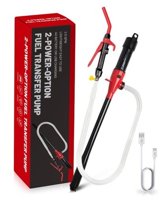 Electric USB Fuel Transfer Pump Battery Powered & Plug-In Power Supply, Porta...