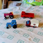 LOT Vintage Construction Toy Farm Vehicles Cars Matchbox Trucks Tractors Box NR