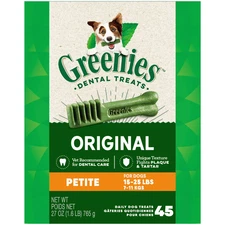 Greenies Original Petite Natural Dental Dog Treats, Oral Care Chews, 27 oz Box