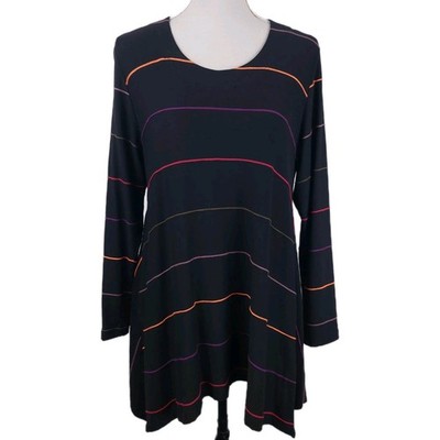 Ralston Tunika schwarz Oversize Top relaxed Gr. Small Taschen Lagenlook gestreift