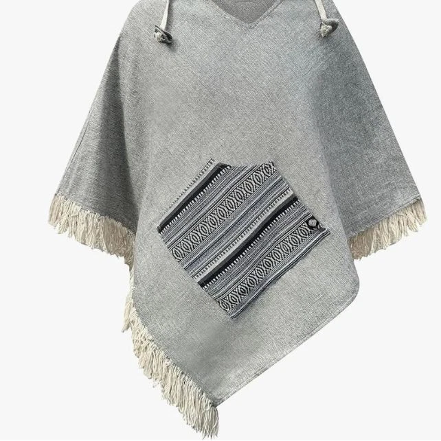Virblatt Pocho Unisex Hooded Poncho Gray 100% Cotton L/ XL
Opens in a new window or tab