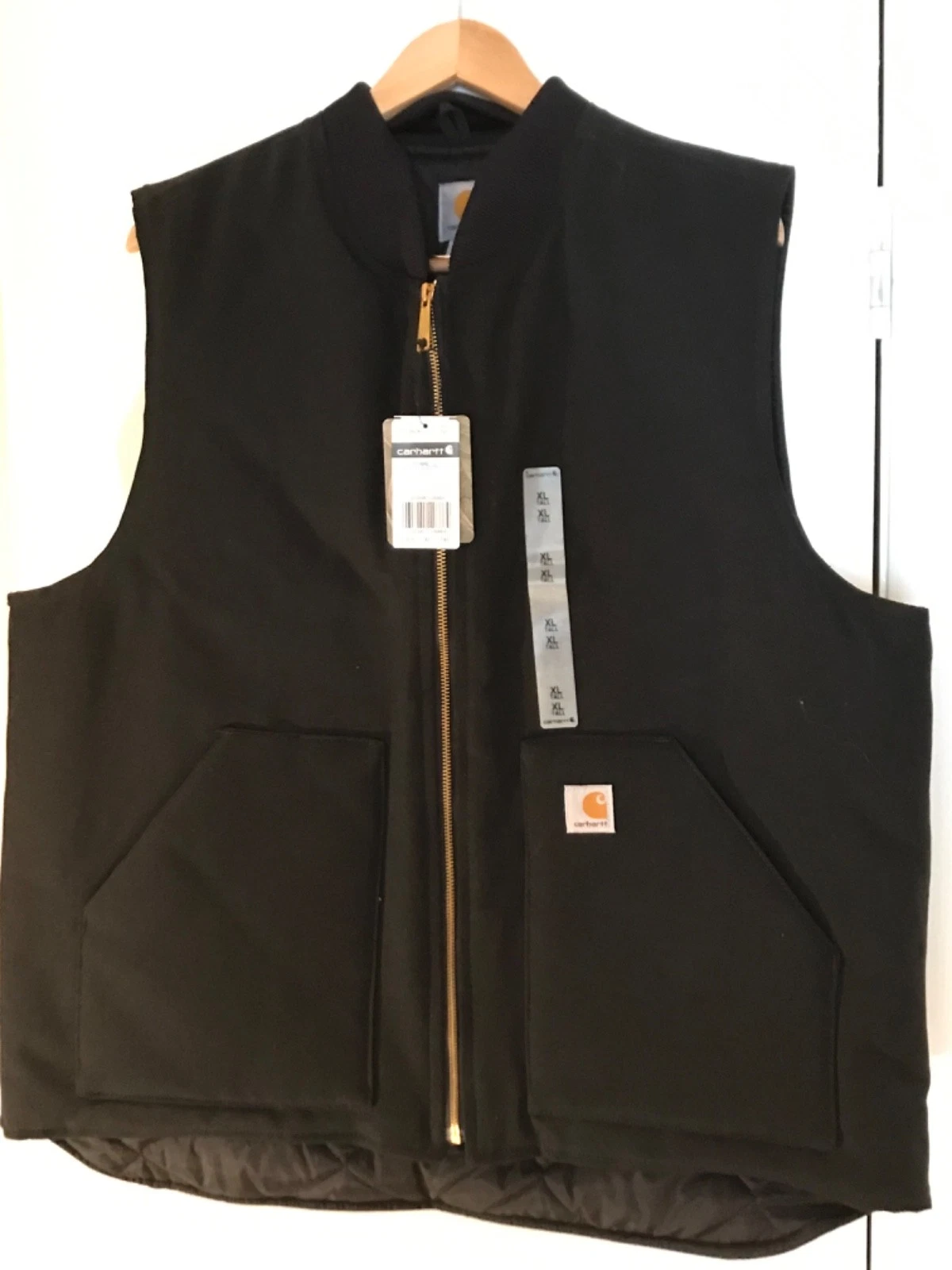 New Carhartt Duck Vest Men’s 2 XL Tall-V01 Black Quilt Lined Vest-Made In Mexico