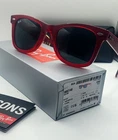  Ray-Ban RB2140 Wayfarer 50MM Sunglasses 6614/56 Transparent Red Lens Grey/Blue