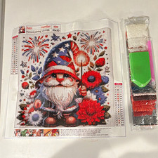 Diamond Painting Kit LS1195 30x30cm Gnome American Flag Fireworks Canvas