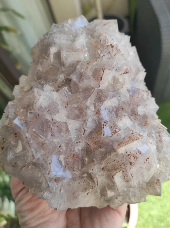 Grande Fluorite FR Mine de Fontsante, bleutée gris, pyrite inclusion, 14cm 600g - Photo 3/4