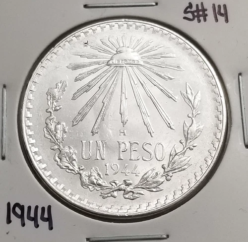 Photo of a 1944 Mexico Un Peso Silver from an eBay listing that sold on Jul 19, 2026