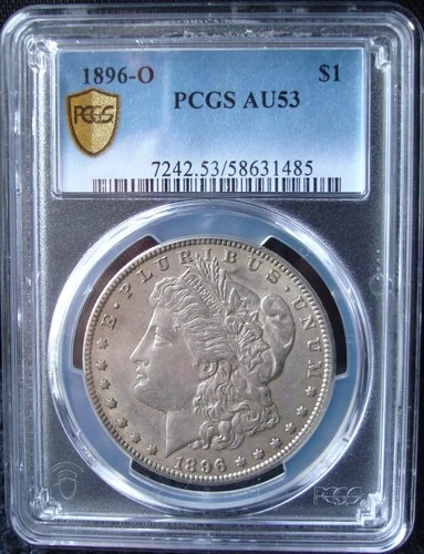 1896-O Morgan Silver Dollar - PCGS AU 53 - Gold Shield