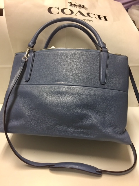 NWT COACH Pebbled Borough Bag Silver Washed Chambray F28160 | eBay