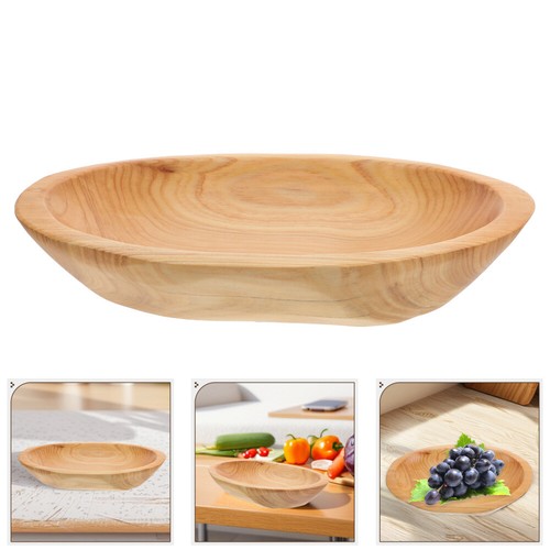Solid Wood Fruit Plate Food Serving Tray Decorative Table Centerpiece - Picture 7 of 12