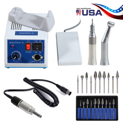 Dental Lab Marathon micromotor Electric Micro Motor /Straight Handpiece /10*Burs