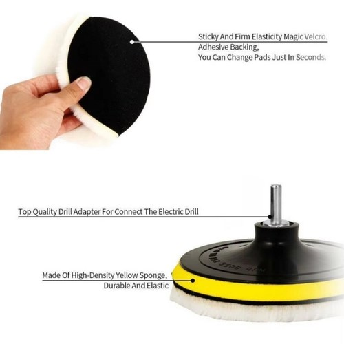 10PCS Buffing Polishing Pad Wool Wheel Mop Kit For Car Polisher Drill Adapter - Picture 10 of 16