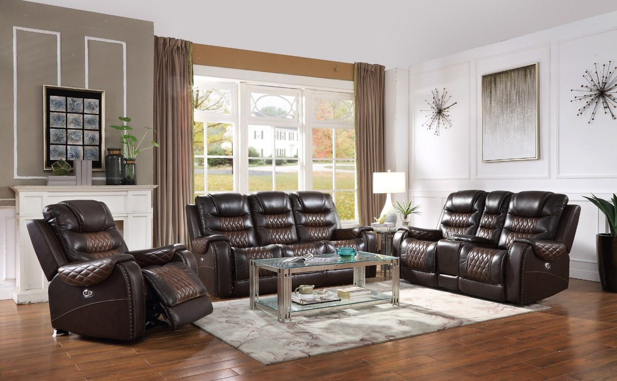GENUINE Top-Grain Leather Power Recliner 3PC Sofa Living Room Set