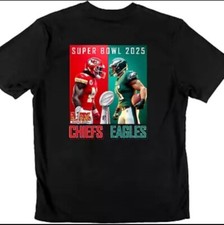 Super Bowl 59 T-Shirt 2025 Kansas City Chief VS Philadelphia Eagles LIX SMALL..