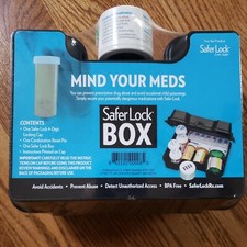 NEW Safer Lock Box Safe Case Medication Secure 4 Digit Combination Locking Cap