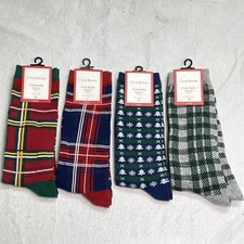 Mens 4 Pair Holiday Socks Club Room Seamless Cotton Blend Soft Stretch
