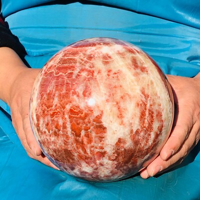 9.5LB Natural Red Stripe Pork Stone Crystal Quartz Sphere Ball Reiki Healing