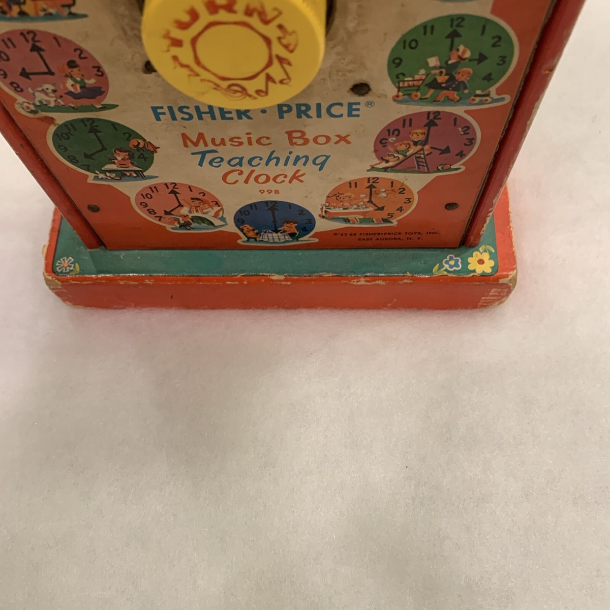 Vintage Fisher Price Music Box Teaching Clock 1962-1968 Teaching