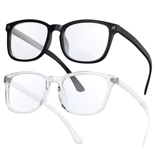 2 Pack Blue Light Blocking Glasses, Computer *B1 Light Black+clear Clear