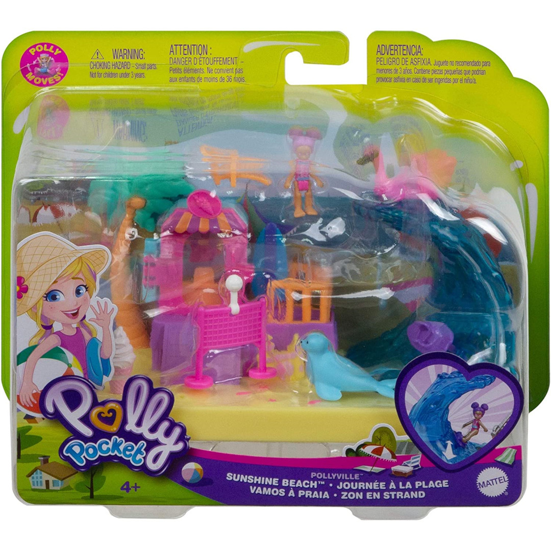 Polly Pocket Pollyville Sunshine Beach Playset New Kids Childrens Toy